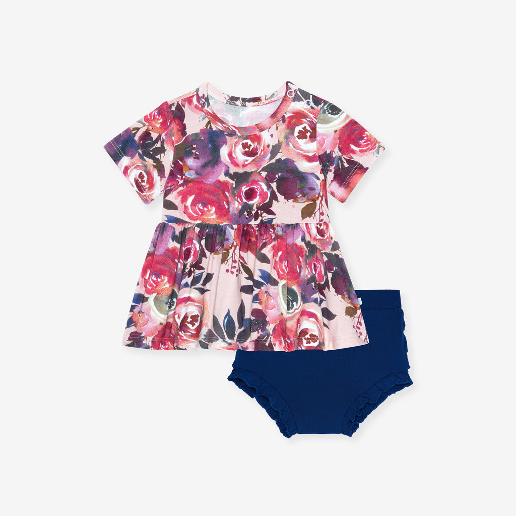 Dusk Rose Peplum Ruffled Bummie Set