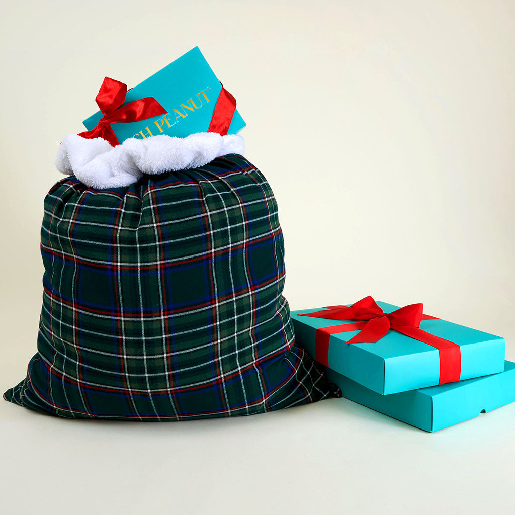 Green Tartan Plaid Flannelette Holiday Gift Sack
