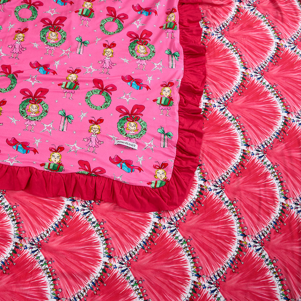 Dr. Seuss Cindy Lou Who & Happy Who-lidays Ruffled Luxe Patoo® Blanket