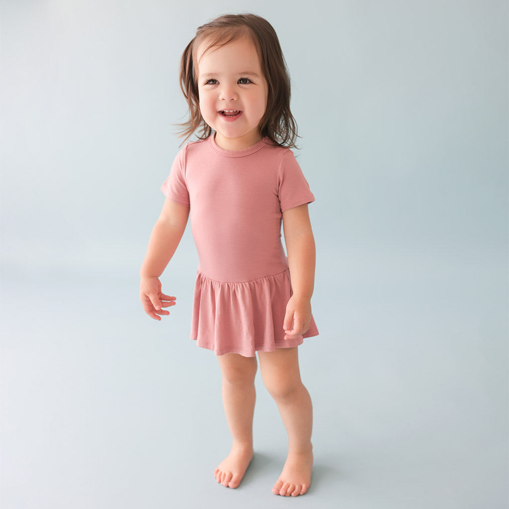 Dusty Rose Twirl Skirt Bodysuit Dress