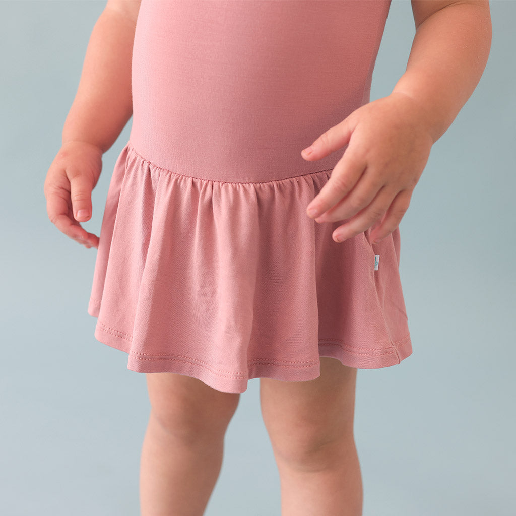 Dusty Rose Twirl Skirt Bodysuit Dress
