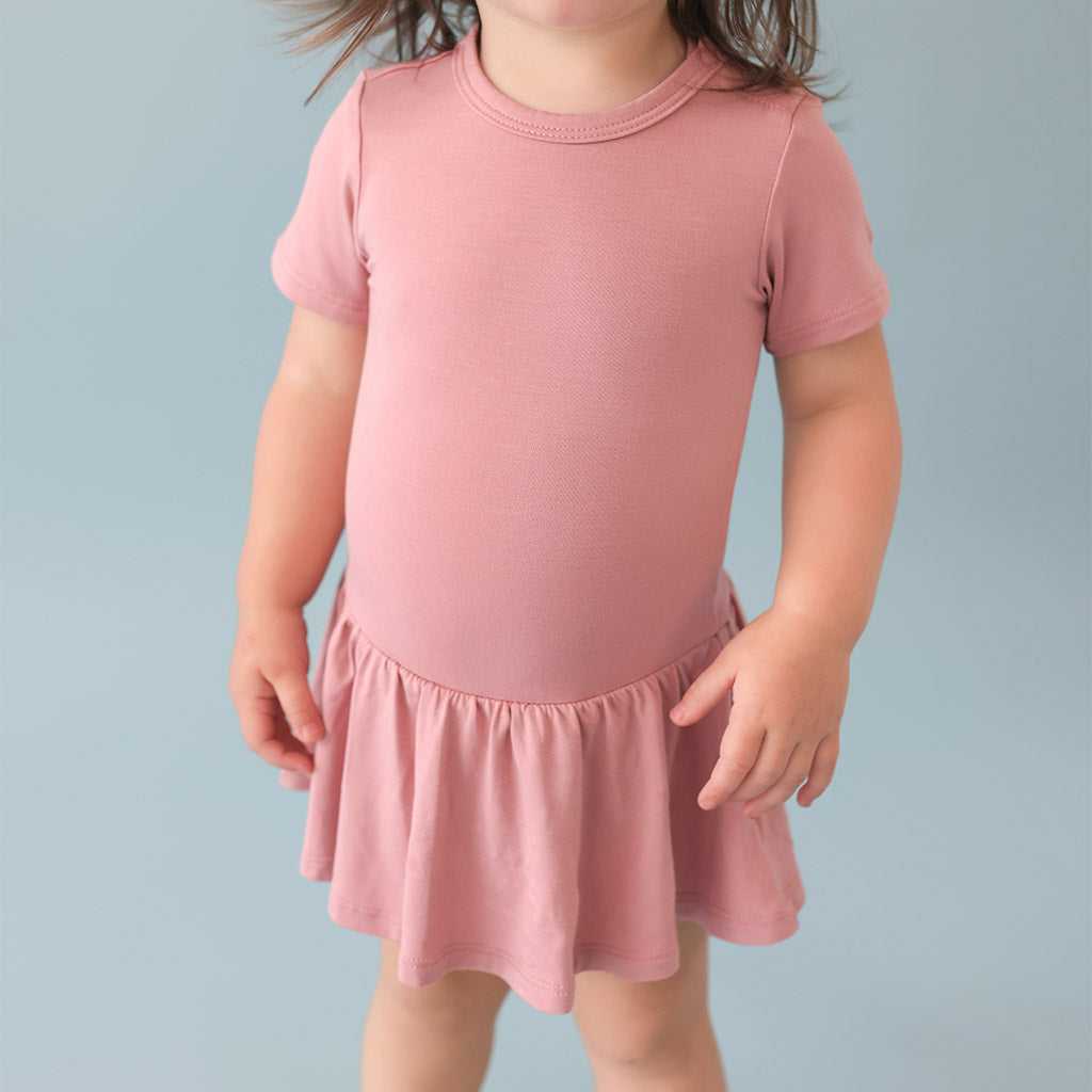 Dusty Rose Twirl Skirt Bodysuit Dress