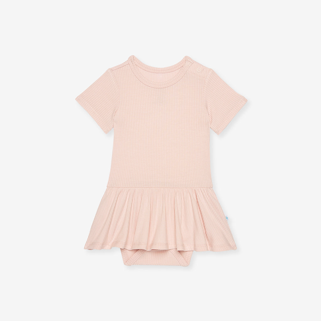 Sandy Blush Ribbed Twirl Skirt Bodysuit Dress