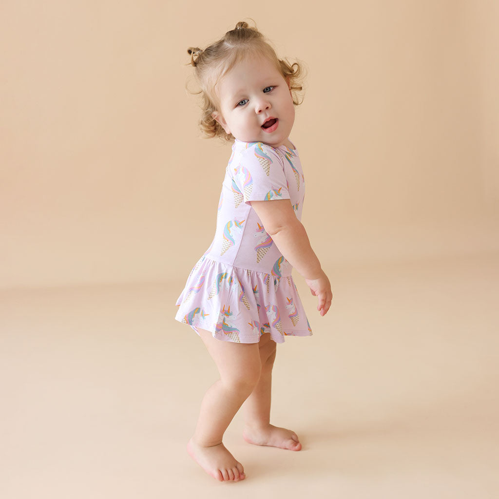 Unicorn Ice Cream Twirl Skirt Bodysuit Dress