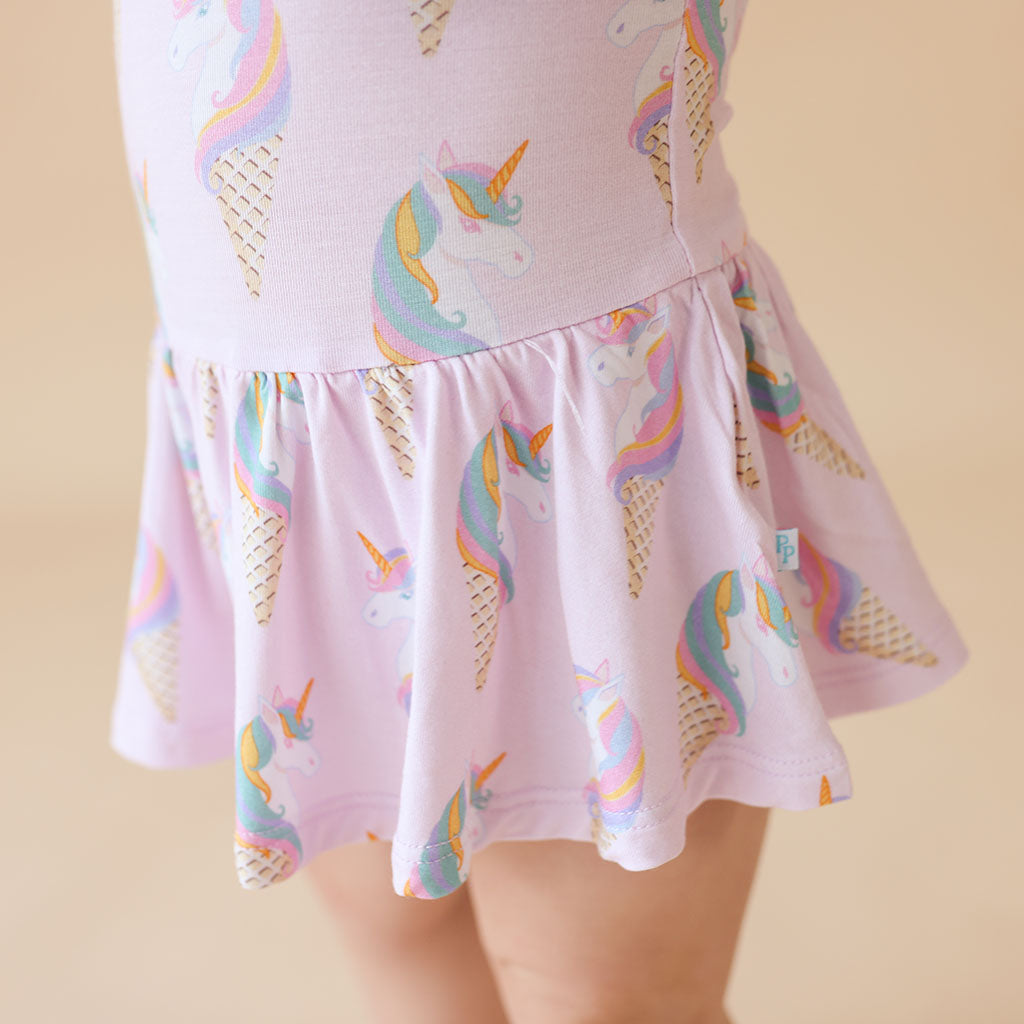 Unicorn Ice Cream Twirl Skirt Bodysuit Dress