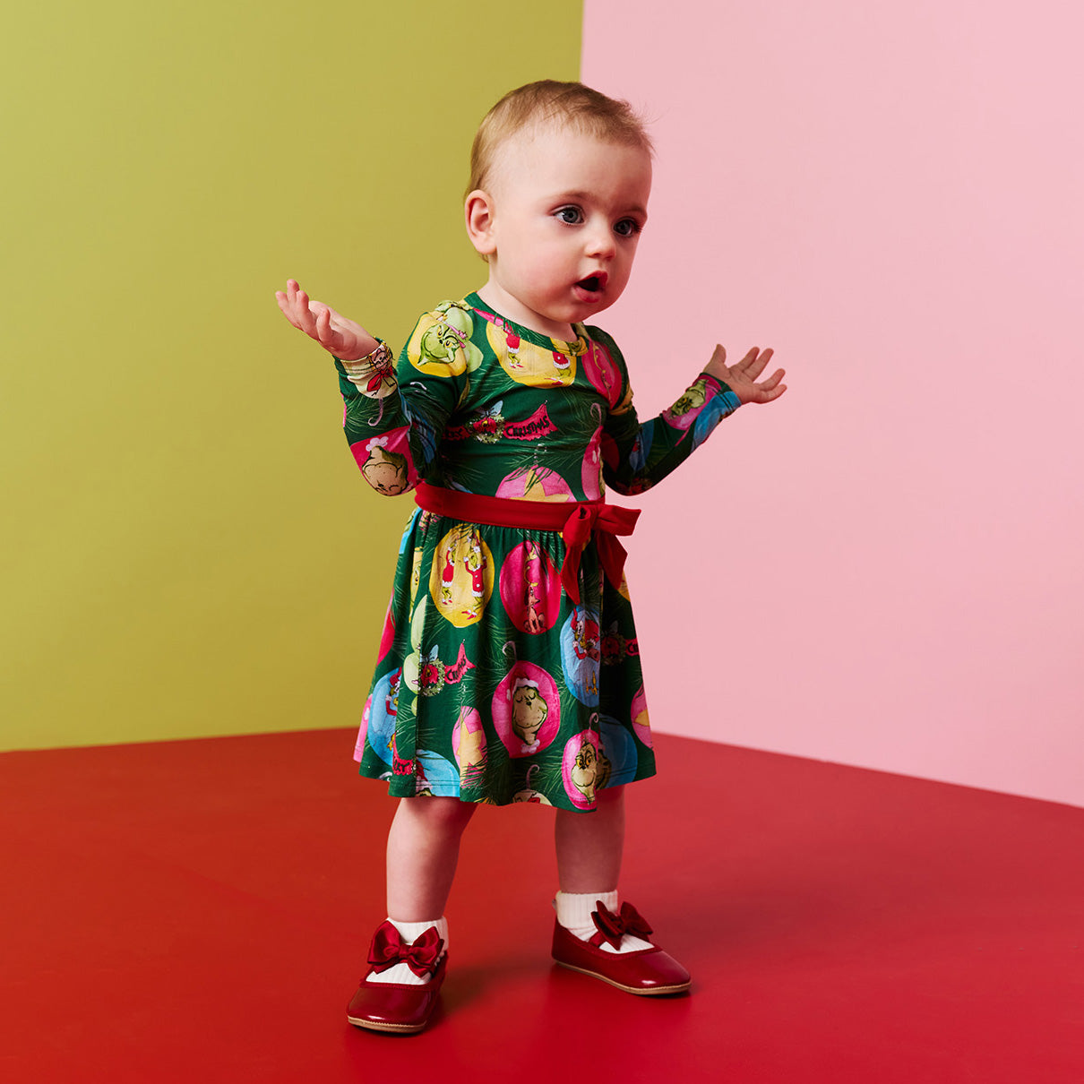 Dr. Seuss Who-liday Tree Bow Twirl Bodysuit Dress