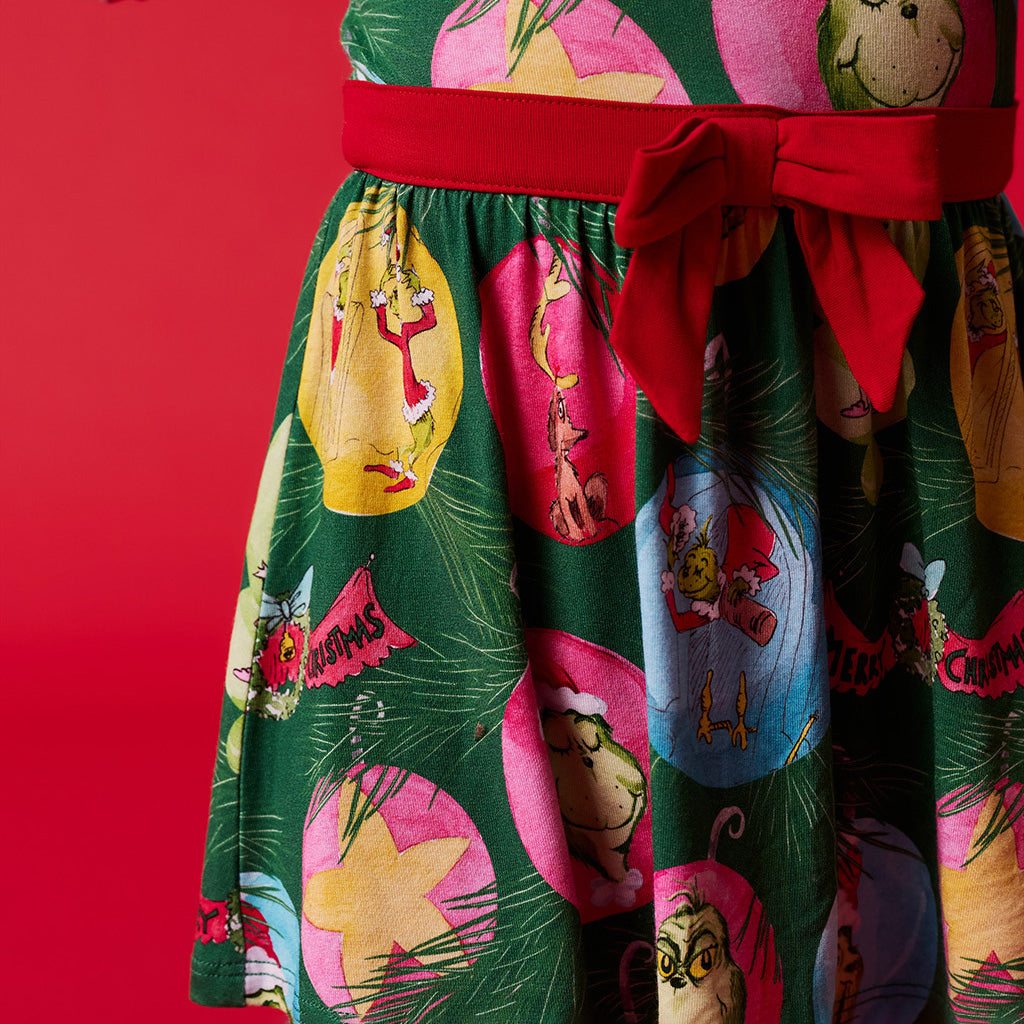 Dr. Seuss Who-liday Tree Bow Twirl Bodysuit Dress