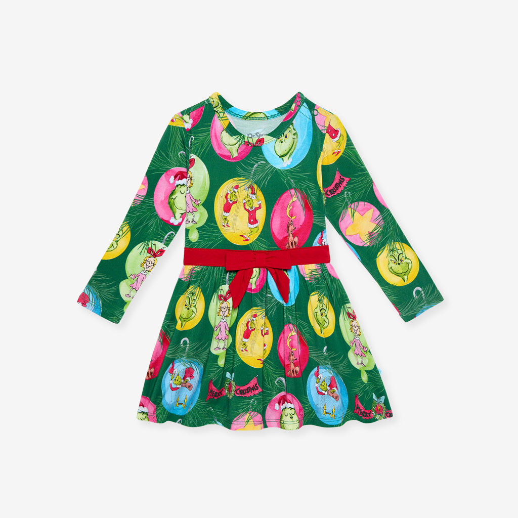 Dr. Seuss Who-liday Tree Bow Twirl Bodysuit Dress