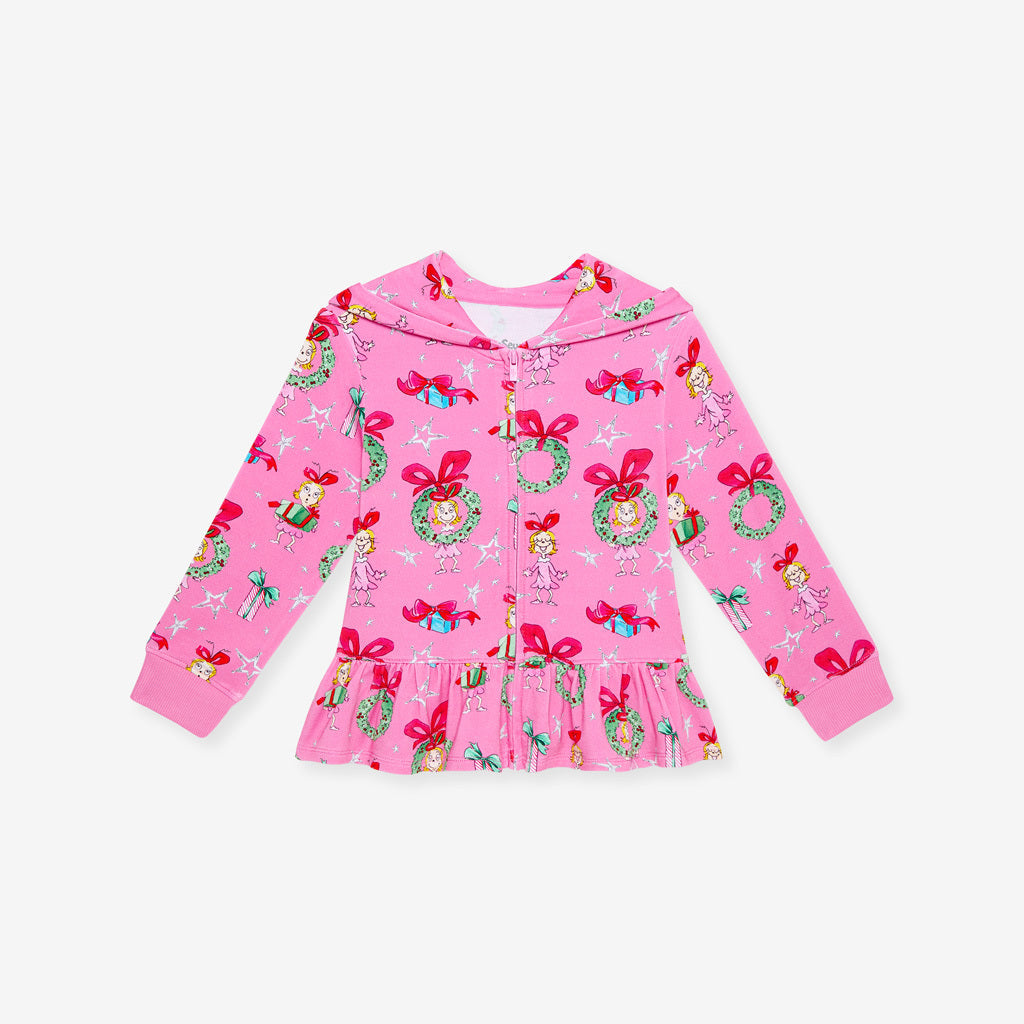 Dr. Seuss Cindy Lou Who French Terry Ruffled Zippered Hoodie