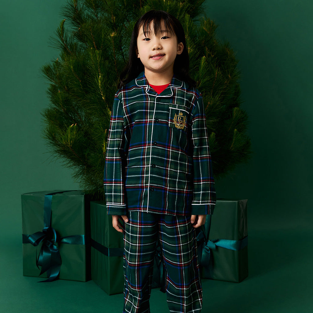 Green Tartan Plaid Flannelette Luxe Pajama Set