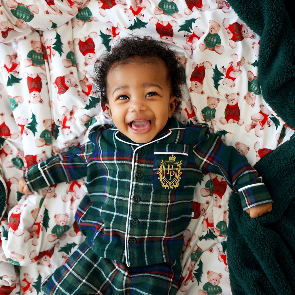 Green Tartan Plaid Flannelette Luxe Pajama Set