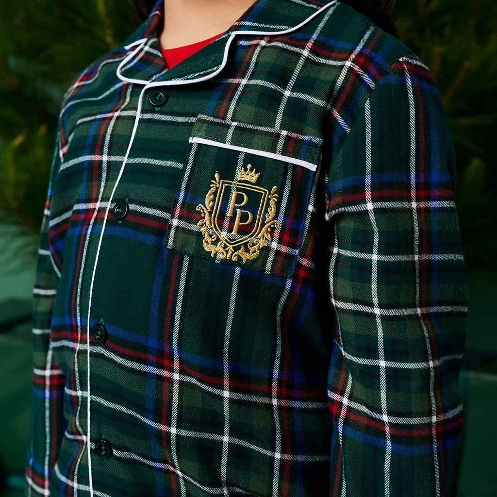 Green Tartan Plaid Flannelette Luxe Pajama Set