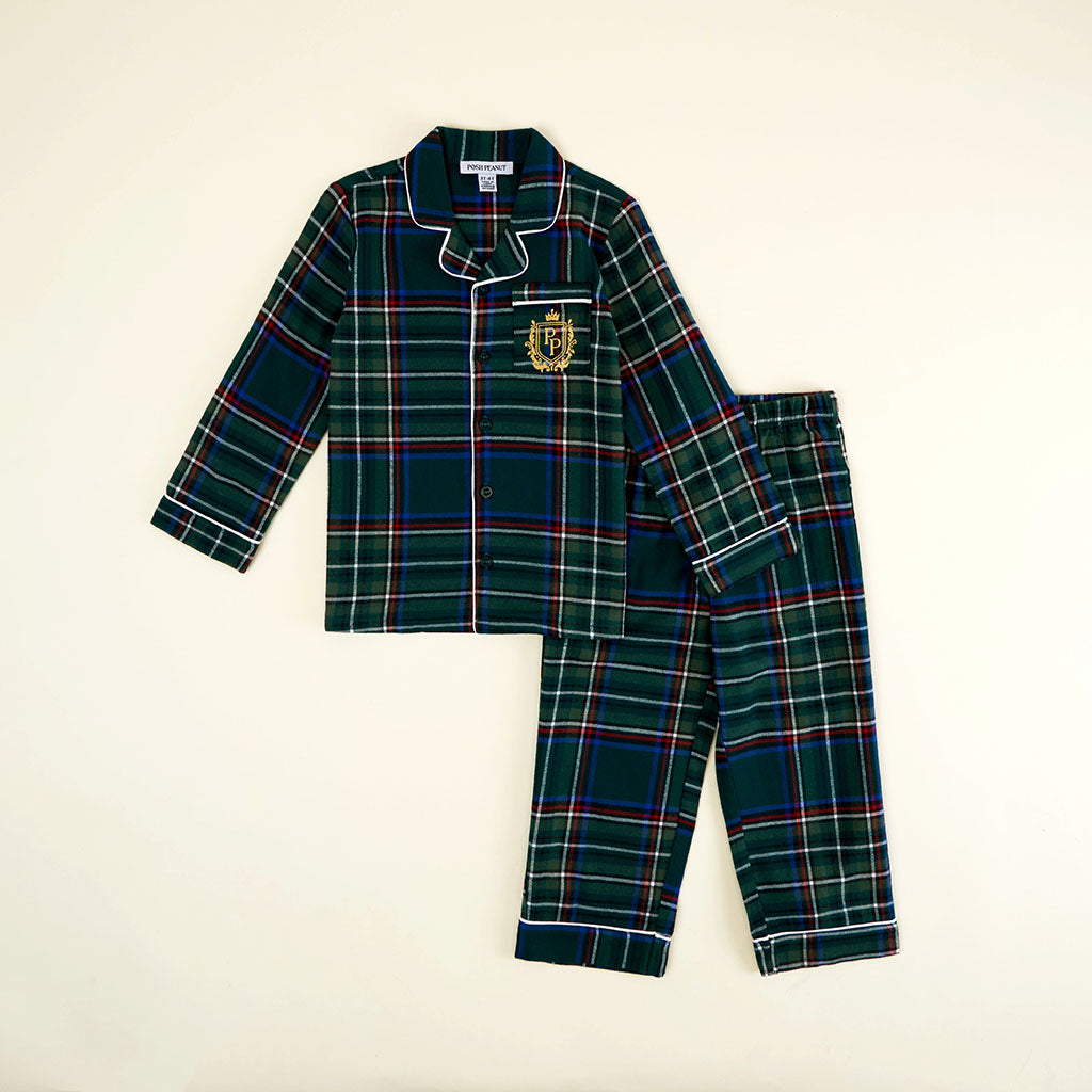 Green Tartan Plaid Flannelette Luxe Pajama Set