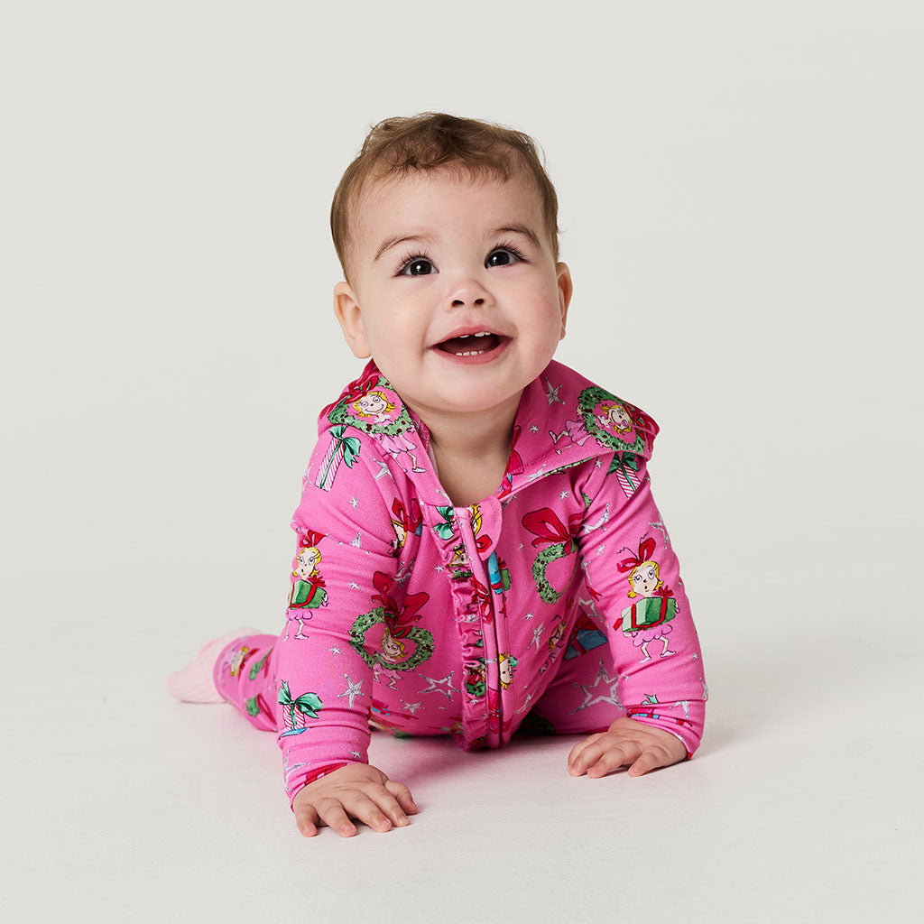 Dr. Seuss Cindy Lou Who French Terry Hooded Ruffle Romper