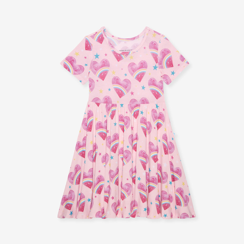 Rainbow Hearts Twirl Dress