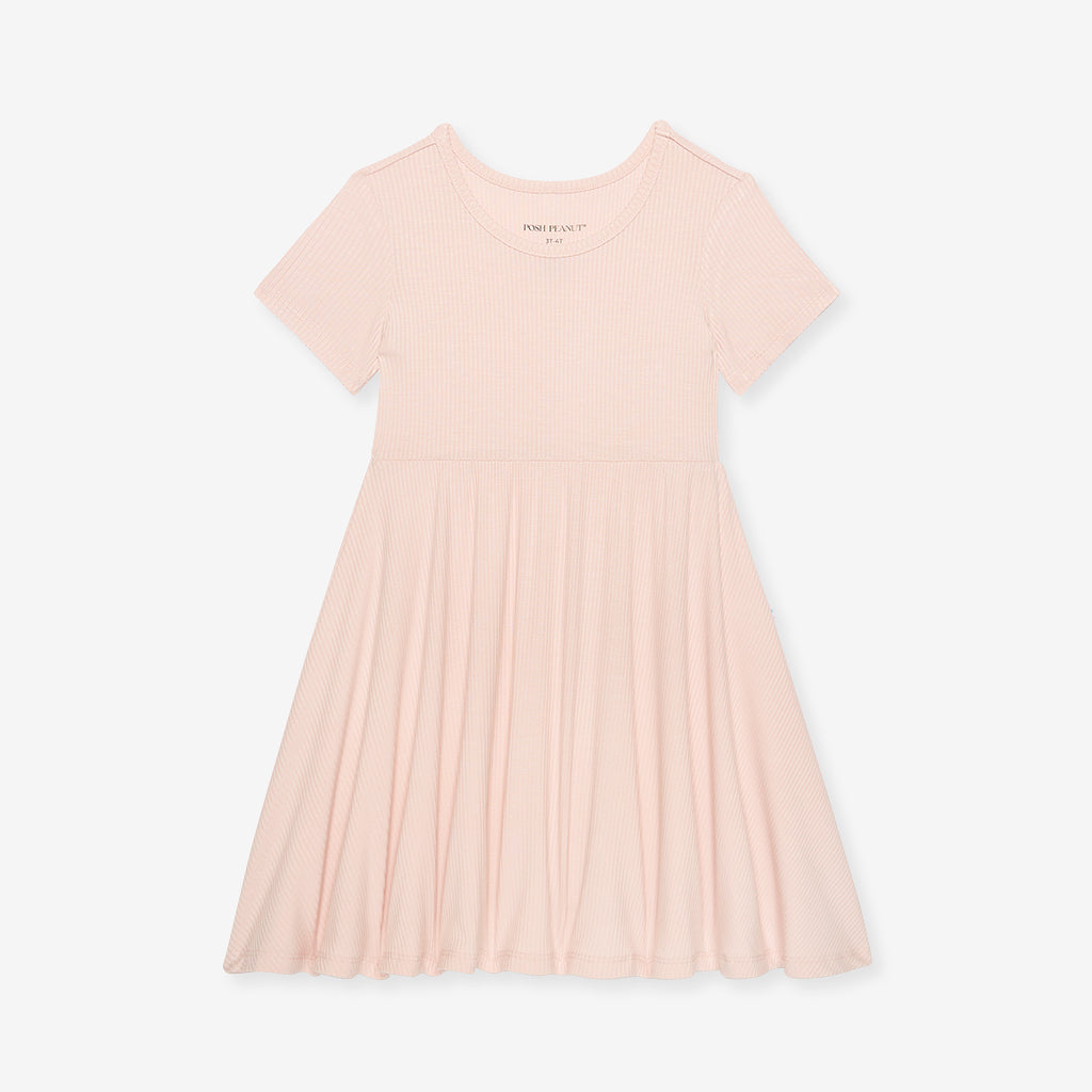Sandy Blush Ribbed Twirl Dress