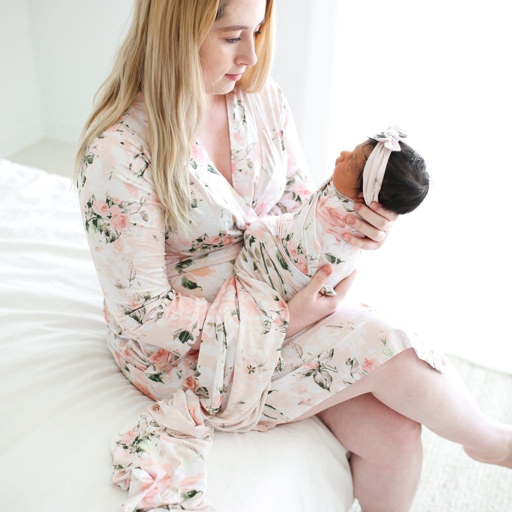 Vintage Pink Rose Swaddle Headband Set