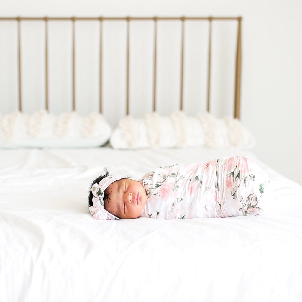 Vintage Pink Rose Swaddle Headband Set